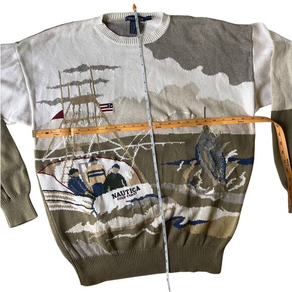 Vintage Nautica Coast Fisherman Crew Deep Sea Swordfish Jacquard Knit Sweater - Picture 6 of 7
